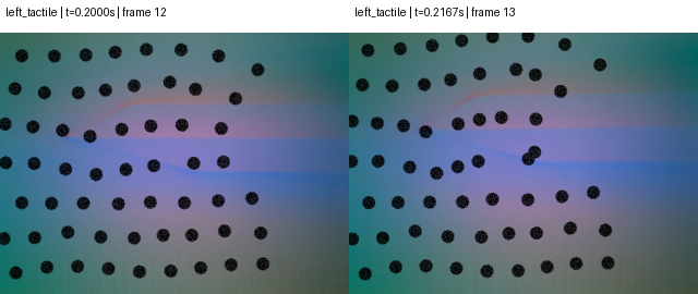 Two recorded left fingertip tactile frames from action 7